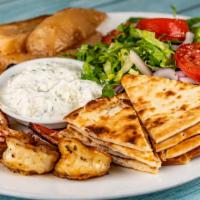 Grilled Shrimp Platter (5 Pieces) · Grilled shrimp (5 pieces) served with pita bread, tzatziki, lettuce, tomatoes and lemon roas...