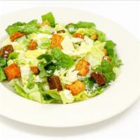 Caesar Salad (Large) · Romaine hearts, grated parmesan cheese, shaved trio of Romano, parmesan and asiago cheeses a...