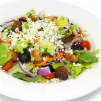 House Salad With Cheese (Small) · House​ salad with choice of gorgonzola, shredded mozzarella, shredded cheddar, feta, sharp p...