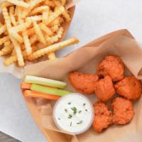 #1. Six Crispy Boneless Wings Combo · Served with carrot & celery sticks, fries and dipping sauce.