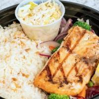 Grilled Salmon · Grilled Salmon, Rice and Vegetables