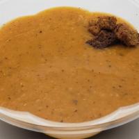 Lentil Soup (16Oz) · Red lentil, olive oil, sea Salt blackpepper, dried mint, Cayenne pepper, croutons