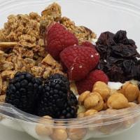 Crunchy Oat Granola Bowl  · Yoghurt, oat granola, dried cherries, hazelnut, honey, berries