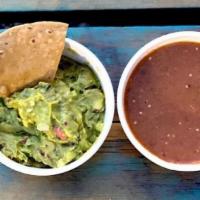 Guacamole And Salsa · Homemade guacamole and salsa with homemade chips.