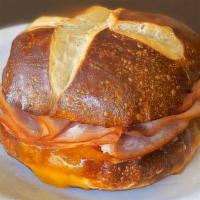 Ham & Cheese Pretzel Melt · Hot ham and cheese in a pretzel roll.