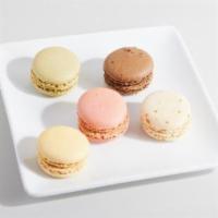 French Macarons · Ask for strawberry, chocolate, vanilla, pistachio, or salted caramel!