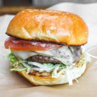 Jr Burger · Pat LaFrieda blend, American cheese, tomato, pickle, 
ketchup