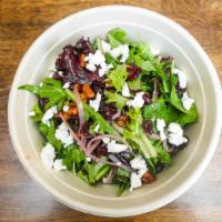 Field Green Bowl · Mixed greens, candied walnuts, pickled onions, goat cheese, dried cranberries, balsamic vina...