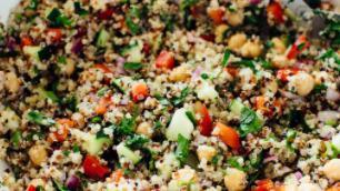 Quinoa Salad · Chopped mesclun lettuce, raisins, apples, pecans and lime vinaigrette.