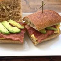 Bae Sandwich · Turkey bacon, avocado and free range eggs.