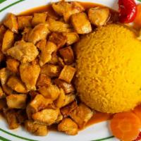 Chicken Picadinho · Chicken cubes and potato cubes sauteed. Served with rice only.