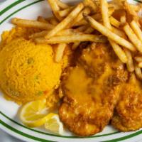 Chicken Francaise · Served with choice of two sides.