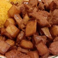Pork Picadinho · Pork cubes and potato cubes sauteed. Served with rice only.
