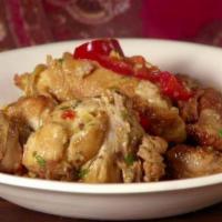 Chicken Scarpariello · Chicken breast, Sausage, vinegar peppers & Potatoes in a zesty lemon butter sauce