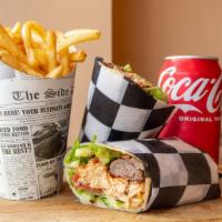 Steak & Chicken Wrap Combo  · Steak and Chicken Combo Meat Wrap comes with French fries and soda.