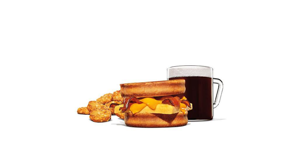 Cheesy Bacon And Egg Breakfast Melt Meal · 