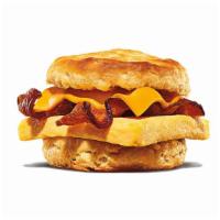 Bacon, Egg & Cheese Biscuit · Rise and shine with our Bacon, Egg & Cheese Biscuit. Thick cut naturally smoked bacon, fluff...