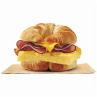 Ham, Egg & Cheese Croissan Wich® · Our grab-and-go Ham, Egg & Cheese CROISSAN’WICH® is now made with 100% butter for a soft, fl...