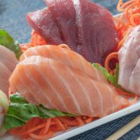 *Sashimi · 3 tuna, 2 whitefish, 2 salmon, 2. yellowtail, 2 albacore tuna, 2 sashimi. cucumber kani