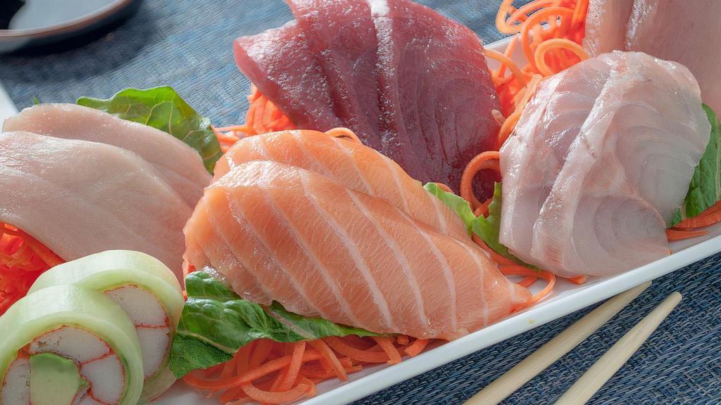 *Sashimi · 3 tuna, 2 whitefish, 2 salmon, 2. yellowtail, 2 albacore tuna, 2 sashimi. cucumber kani