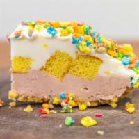 Strawberry Shortcake · Ice cream: strawberry & birthday cake, crust: sugar cookie crust, white chocolate fruity peb...