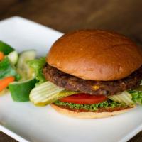 Gardein® Chipotle Black Bean Veggie Burger* · Brown rice, roasted corn and bell pepper patty, green leaf lettuce, beefsteak tomato and dil...