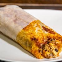 Chorizo Con Potato Breakfast Burrito · Eggs, Chorizo Con Patatas jack cheese and black refried beans wrapped California-style in a ...