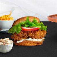 Oh My Honey Chipotle Fried Chicken Sandwich · Crispy fried chicken, mozzarella cheese, pickles, lettuce, onion, tomato, mayo, and honey ch...