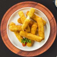 Melty Gooey Sticks · Five mozzarella cheese sticks battered and fried until golden brown.