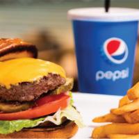 All American Burger   · 6oz. fresh burger with choice of cheese, lettuce, tomato, and pickle topped with Rab’s Speci...