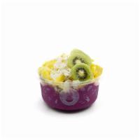 Electric Mermaid Pitaya Bowl · Pitaya blend topped with granola, pineapple, mango, kiwi, coconut flakes, and honey.