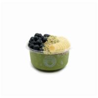 Hemp Green Bowl · Kale blend topped with granola, banana, blueberry, hemp seeds, and agave.