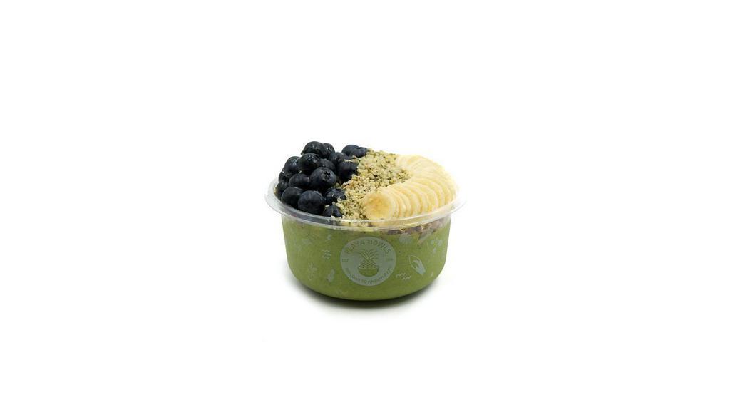 Hemp Bowl- Green Bowl · Kale blend topped with granola, banana, blueberry, hemp seeds, and agave.