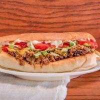 Cheesesteak · With onions, peppers, mayo & ketchup (no French fries)