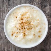 Rice Pudding · Made with rice and milk.