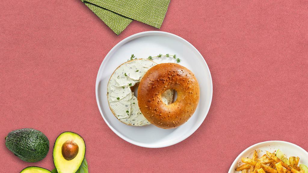 Cream Cheese & Jelly Bagel · Get a wholesome toasted bagel topped with cream cheese and jelly!