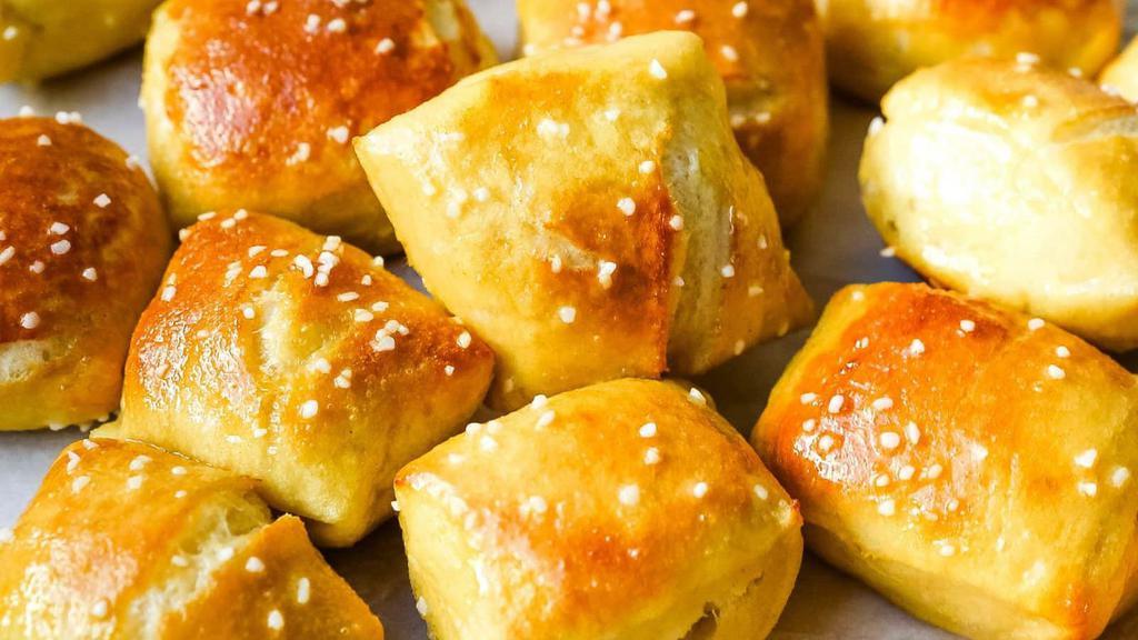 Pretzel Bites · Served with spicy mustard and cheese dipping sauce.