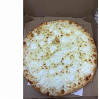 White Pizza · A sauceless pie topped with ricotta mozzarella and parmesan cheese.