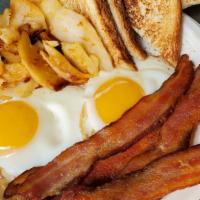Two Eggs With Ham Hf · Served with choice of home fries & toast.