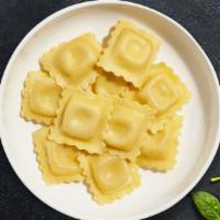 Cheese Ravioli · Fresh cheese ravioli cooked with your choice of sauce, protein, and toppings. Add Toppings, ...