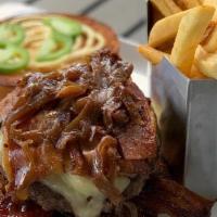 Cc Burger · Vintage cheddar, house smoked bacon, stout onions, jalapeño aioli, brioche bun