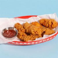Fried Chicken Tenders · Four crispy fried chicken tenders, served with your choice of dipping sauce.