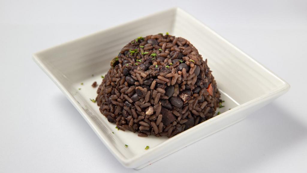Congri Dinner · Black beans mixed with white rice.