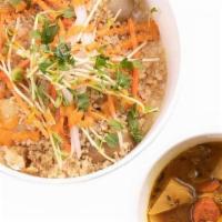 Vegetable Tajine · Quinoa, potato, Moroccan vegetable stew, root vegetables, served with lemon harissa dressing...