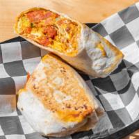 Tex-Mex  Burrito · 3 eggs, chorizo, fresh pico de gallo & Mexican cheese