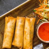 Vegetable Spring Rolls (3 Pcs) · Crispy rolls filled with tender bamboo shoots, cabbage, carrots and bean thread, served with...