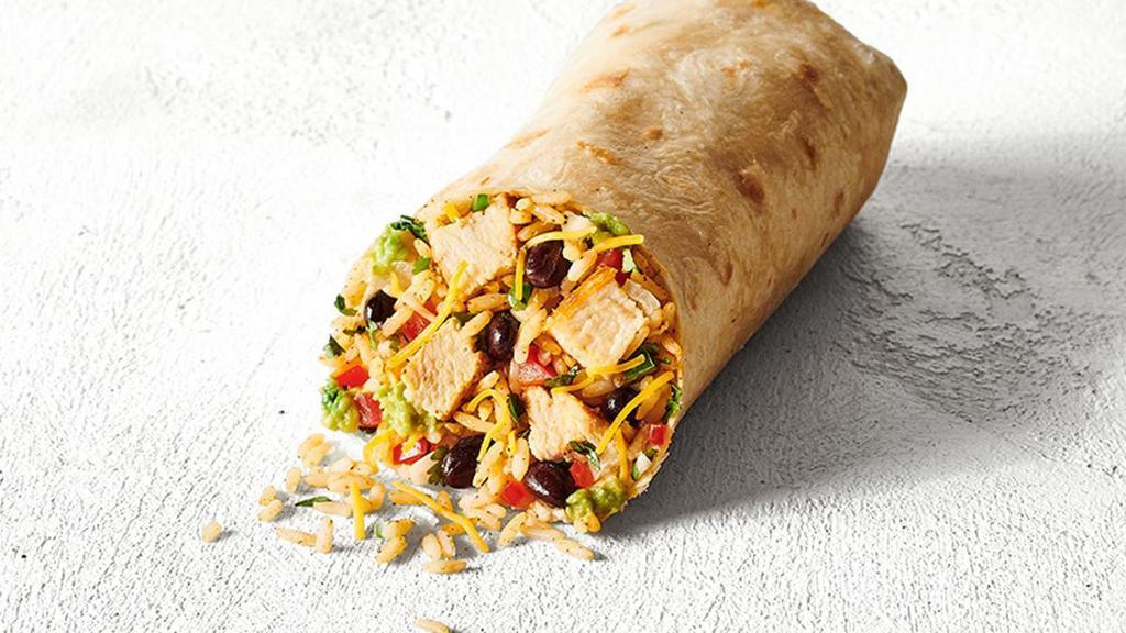 Homewrecker Burrito · It's Big. It's Bad. It's Legendary. Mix of your choice of protein, rice, beans, shredded cheese, shredded lettuce, pico de gallo, sour cream and guac. Yes, guac is included.