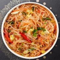 Pad Woonsen  · Healthy bean thread noodles stir-fried with egg, onions, carrot, tomato, celery, napa cabbag...