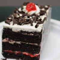 Black Forest · Eggless black forest pastry.