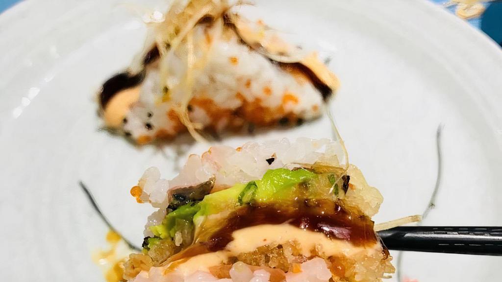 Sushi Sandwich · Lobster salad, avocado, and cream cheese inside with soybean paper or an extra charge with deep fried.